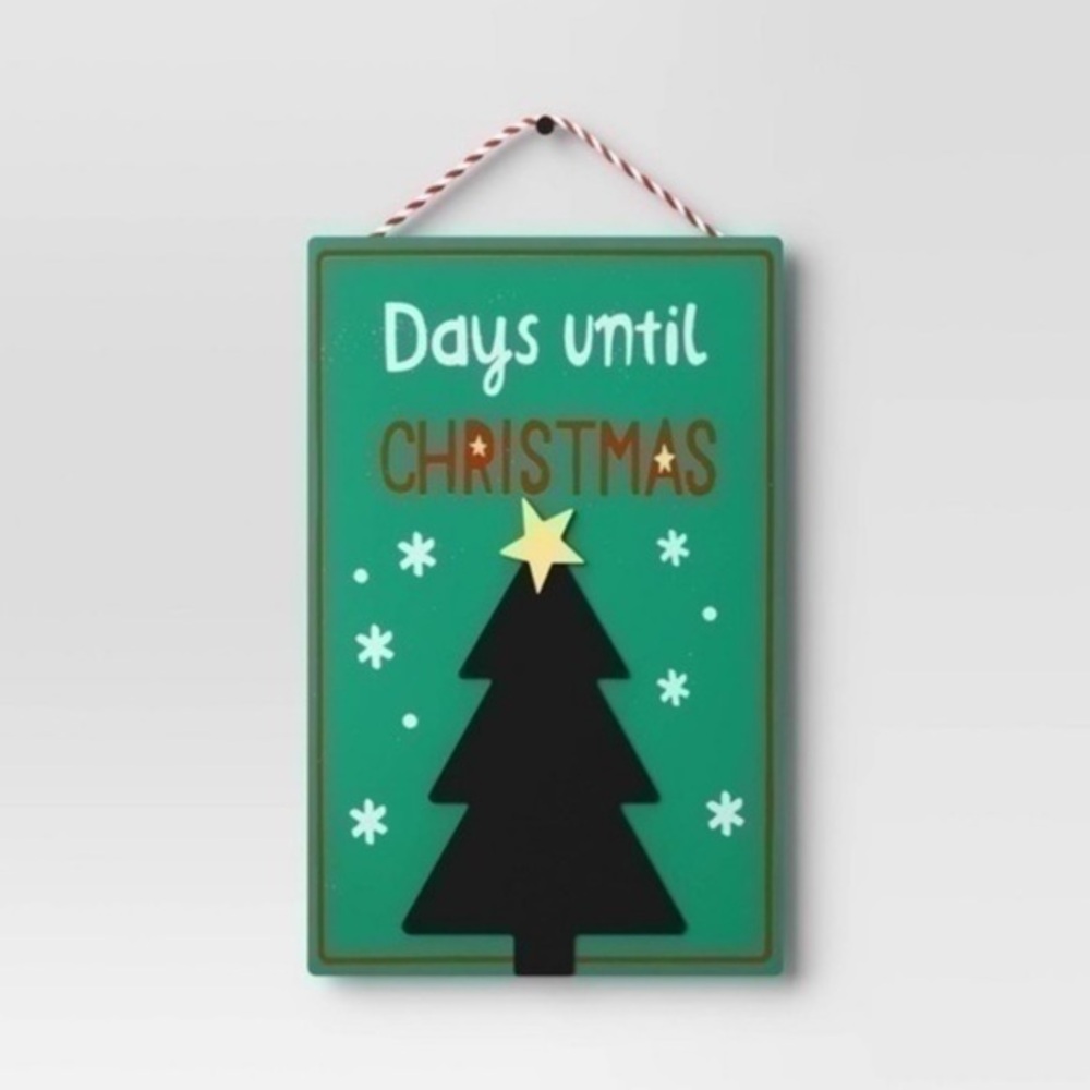 NWT. WONDERSHOP Days Until Christmas Wood Sign